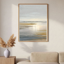 Quiet Coastal Flats Minimal Abstract Landscape Art Poster