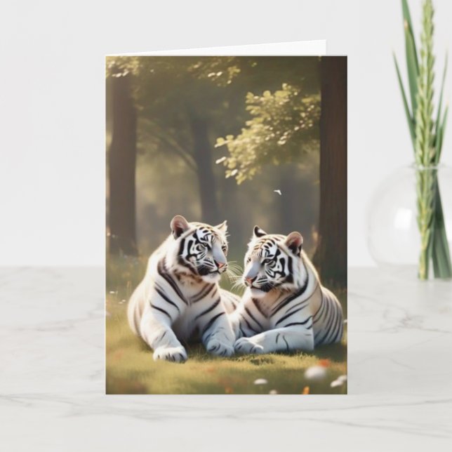 Quiet Companions – White Tigers Greeting Card Kort (Framsida)