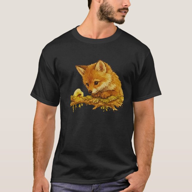 Quiet Curiosity Storybook Animal Art T Shirt (Framsida)