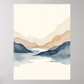 Quiet Currents – Minimal Landschap Poster