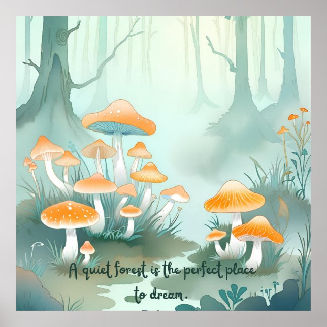 Quiet Forest Dreaming - Poster av svampskog (Framsidan)