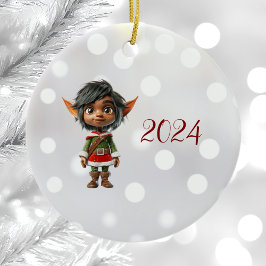 Quiet Girl jul Elf Ceramic Ornament