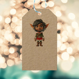 Quiet Girl jul Elf Kraft Gift Märkres Presentetikett
