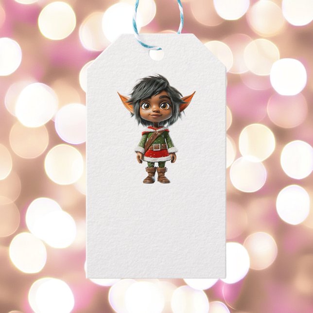 Quiet Girl jul Elf White Gift-Märkre Presentetikett (Skapare uppladdad)