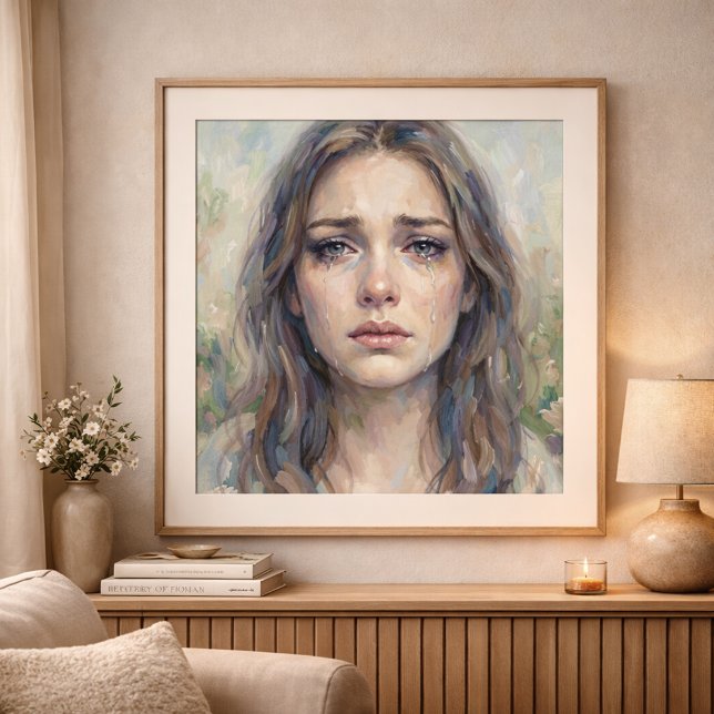 Quiet Grief Impressionist Style Woman Portrait Poster (Skapare uppladdad)
