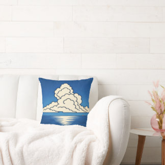 Quiet Horizon – Minimal Ocean & Cloud Art Cushion Kudde