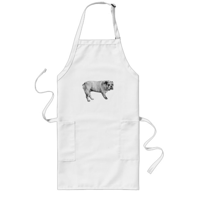 Quiet Kitchen Bulldog Apron Långt Förkläde (Framsidan)