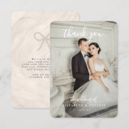 Quiet Luxury Champagne Pearl Bow Wedding Photo  Tack Kort