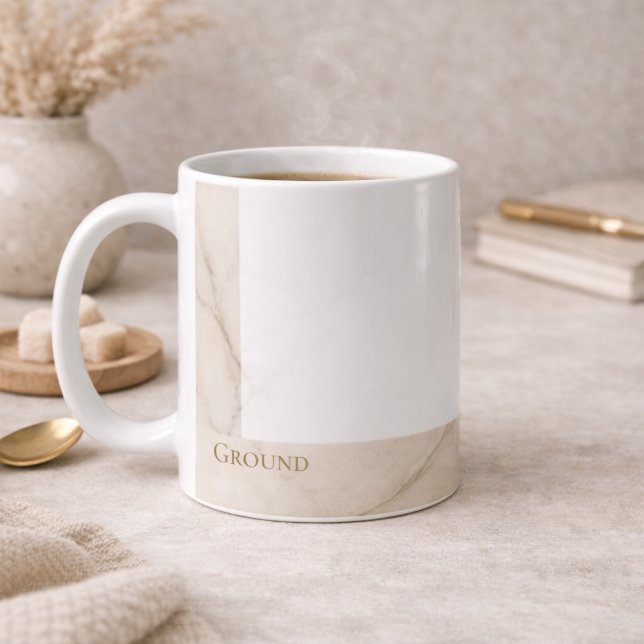 Quiet Marble Ground Mug Classic Mug, 11 oz Kaffemugg (Off center marble detail defines clean mornings and open desk spaces)