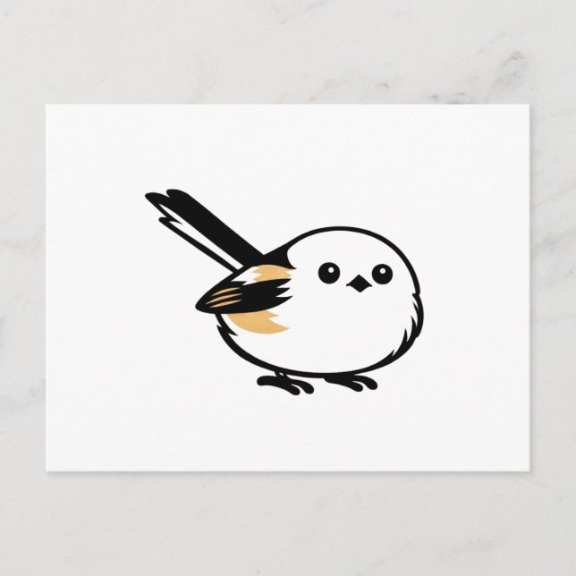 Quiet Minimal Long-Tailed Tit Illustration Vykort (Framsida)