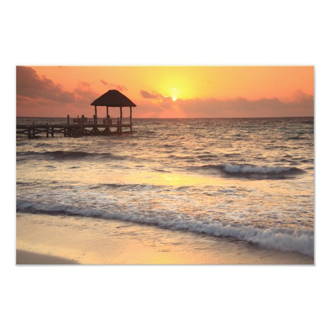 Quiet Morgon Sunrise över Karibiska havet Fototryck (Framsidan)