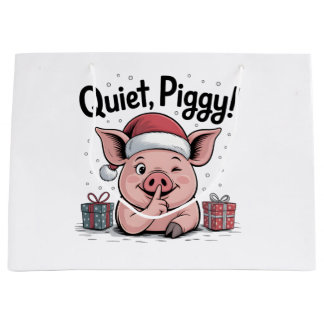 Quiet Piggy Christmas Santa hat Democratic