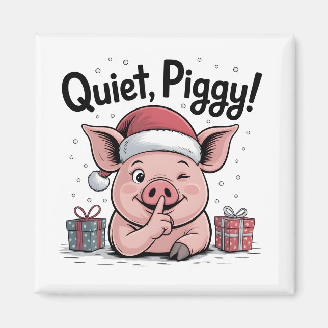 Quiet Piggy Christmas Santa hat Democratic  Magnet (Framsidan)