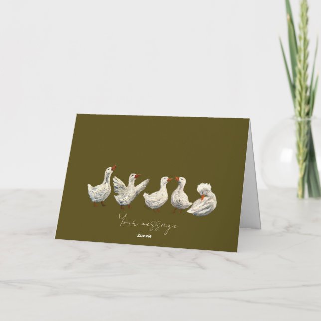 Quiet Quack: White Duck Starry Night Goose Kort (Baksida)