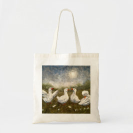 Quiet Quack: White Duck Starry Night Goose Tygkasse