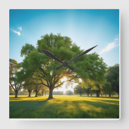 Quiet Time With a Big Tree Fyrkantig Klocka