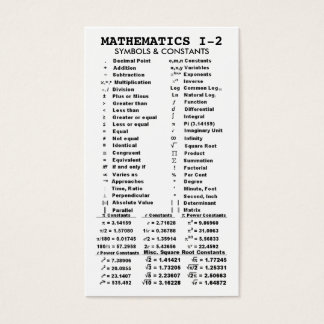 Quik-Ref Mathematics I-2 Pocket/Wallet Visitkort