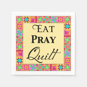 Quilcks Blocks Gräns Art Eat Pray Quilt Gult Pappersservett