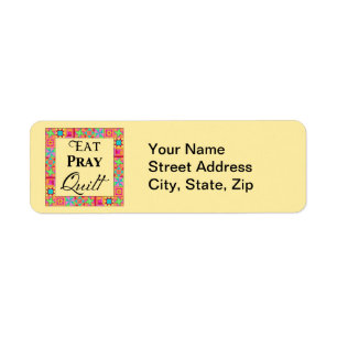 Quilcks Blocks Gräns Art Eat Pray Quilt Gult Returadress Etikett