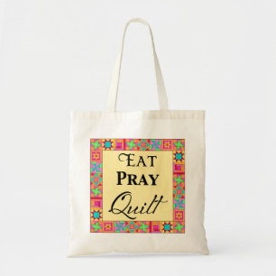 Quilcks Blocks Gräns Art Eat Pray Quilt Gult Tygkasse