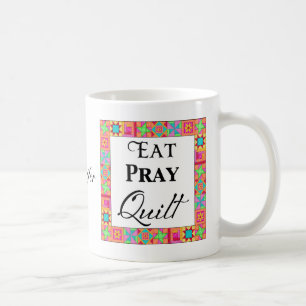 Quilcks Blocks Gräns Art Eat Pray Quilt Namn Kaffemugg