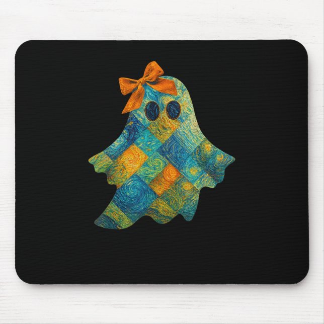 Quiled Ghost med Orange Bow Halloween Design Desig Musmatta (Framsidan)