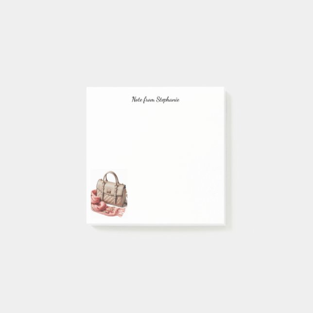 Quiled Handbag A Note from Namn Anteckningsblock Post-it Block (Framsida)