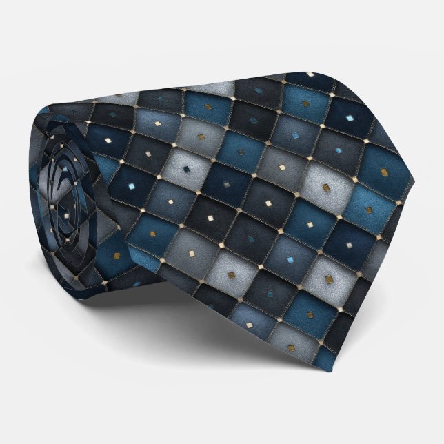 Quiled Navy Diamond Marskalkar Bröllop Slips (Rullad)