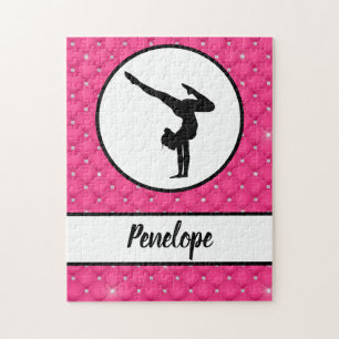Quiled Shock rosa Faux Rhinestone Handstand Pussel