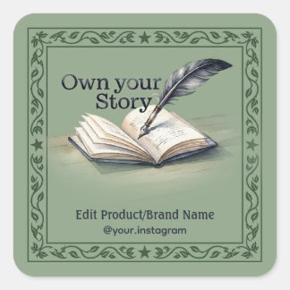 Quill Book Own Your Story Fyrkantig Kuvert Klister Fyrkantigt Klistermärke