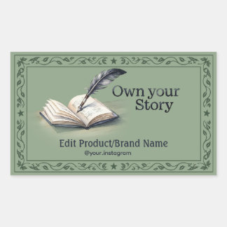 Quill Book Own Your Story Produktetikett Klistermä Rektangulärt Klistermärke