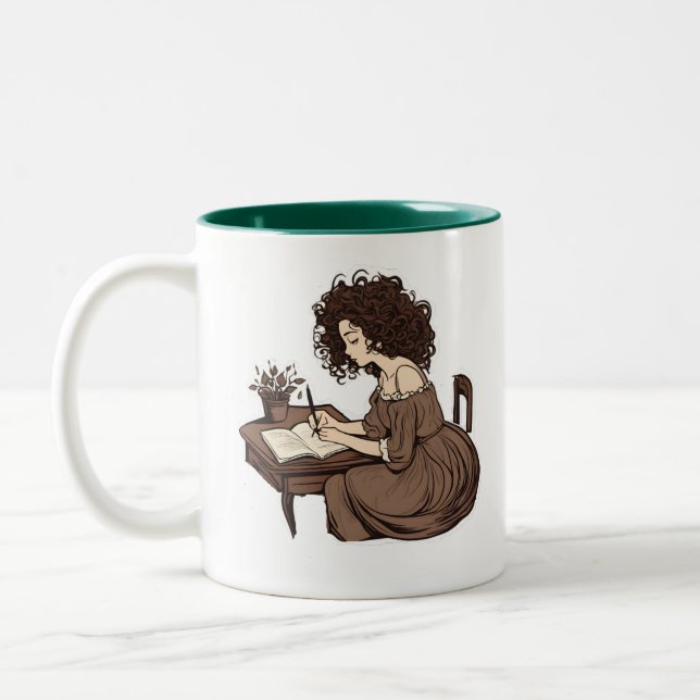 Quill & Curls: Ett journalmeddelande Mugg (Vänster)
