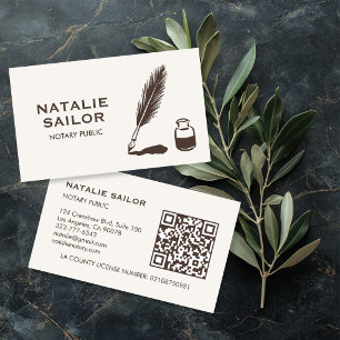 Quill Feather Bläck Penna Logo Notarius Publicus A Visitkort