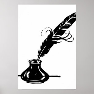 Quill och Bläck Flaska Poster