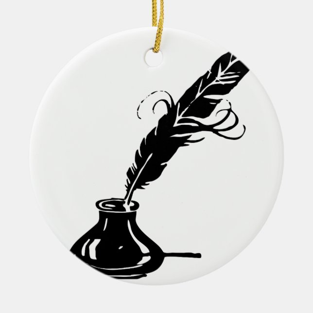 Quill- och bläckflaska julgransprydnad keramik (Framsidan)