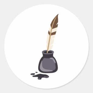 Quill Pen Runt Klistermärke