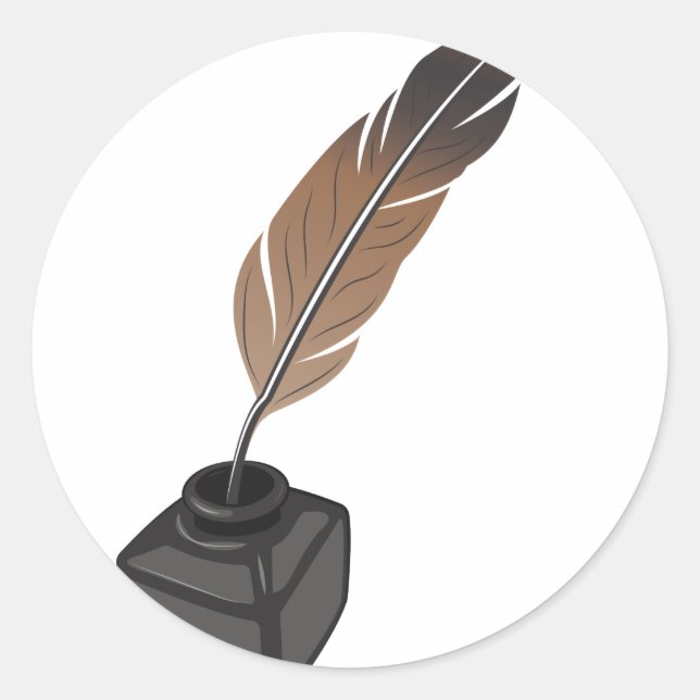 Quill Pen Runt Klistermärke (Framsida)