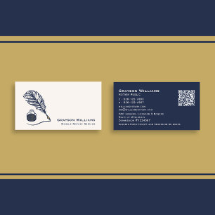 Quill QR Code Navy Mobile Notary Affärskort Visitkort