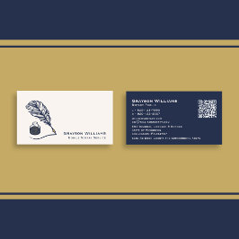 Quill QR Code Navy Mobile Notary Affärskort Visitkort