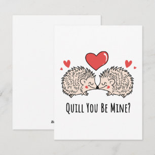 Quill You Be Mine: Igelkott Kärlekspar Kyss Julkort