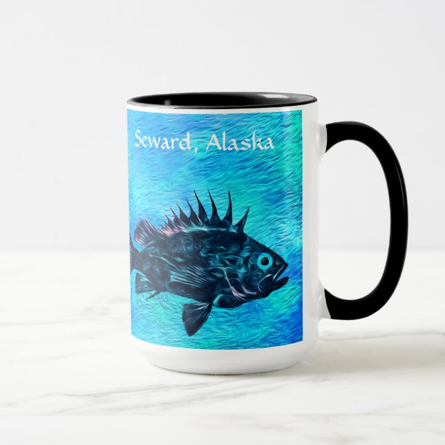 Quillback Rockfish on Blue, Seward - 15 oz.Combo Mugg (Höger)