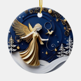 Quilled-Art Golden Angel Winter Julgransprydnad Keramik