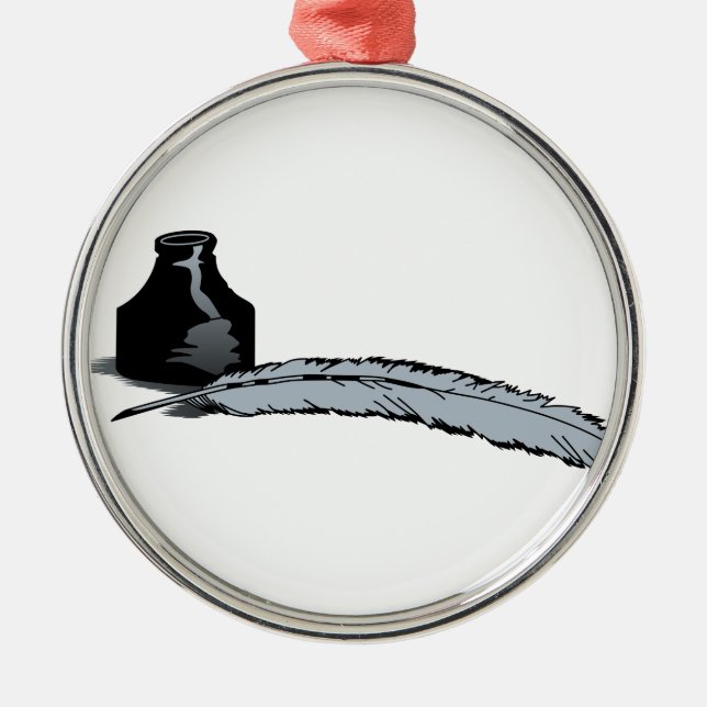 Quillen skrivar & bläck julgransprydnad metall (Framsidan)