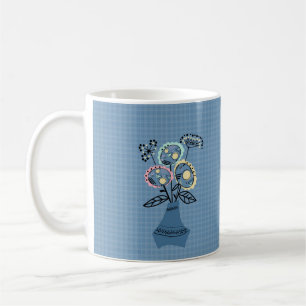 Quilling, blommor i vas kaffemugg