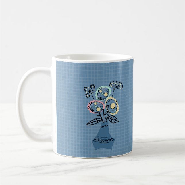 Quilling, blommor i vas kaffemugg (Vänster)