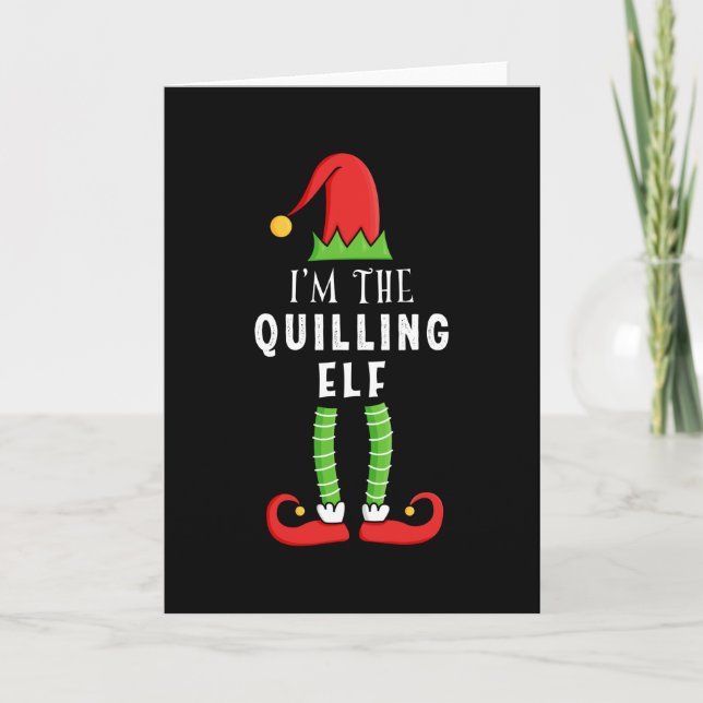 Quilling Elf-julmatchande familjegåva Kort (Framsida)