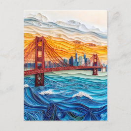 Quilling Golden Grind Bridge i San Francisco Vykort
