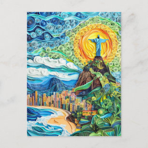 Quilling Kristus Frälsaren i Rio Vykort