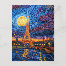 Quilling Moonlit Eiffel Torn i Paris Vykort