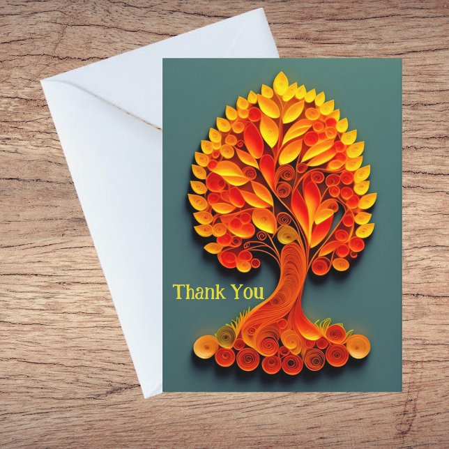 Quilling Orange Illustration-Tacken Höst Träd Helgkort (Skapare uppladdad)
